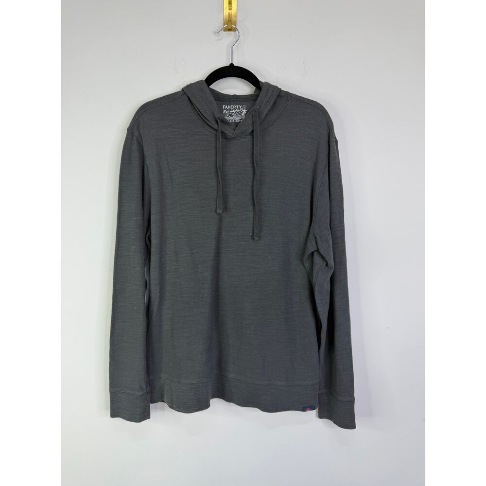 Faherty Sunwashed Organic Hoodie Dark Gray Size Large